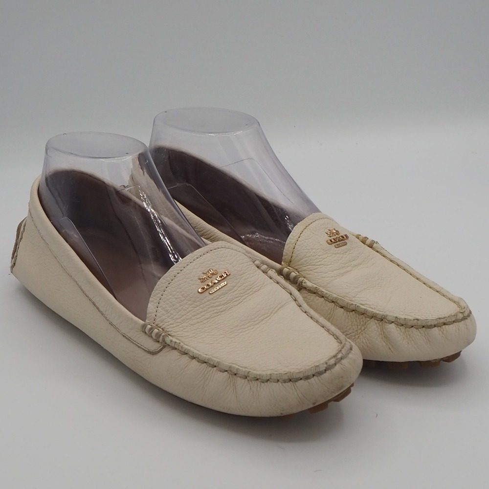 Coach Amber Driving Loafer Women's 8B White Pebbled Leather Moccasin Slip On